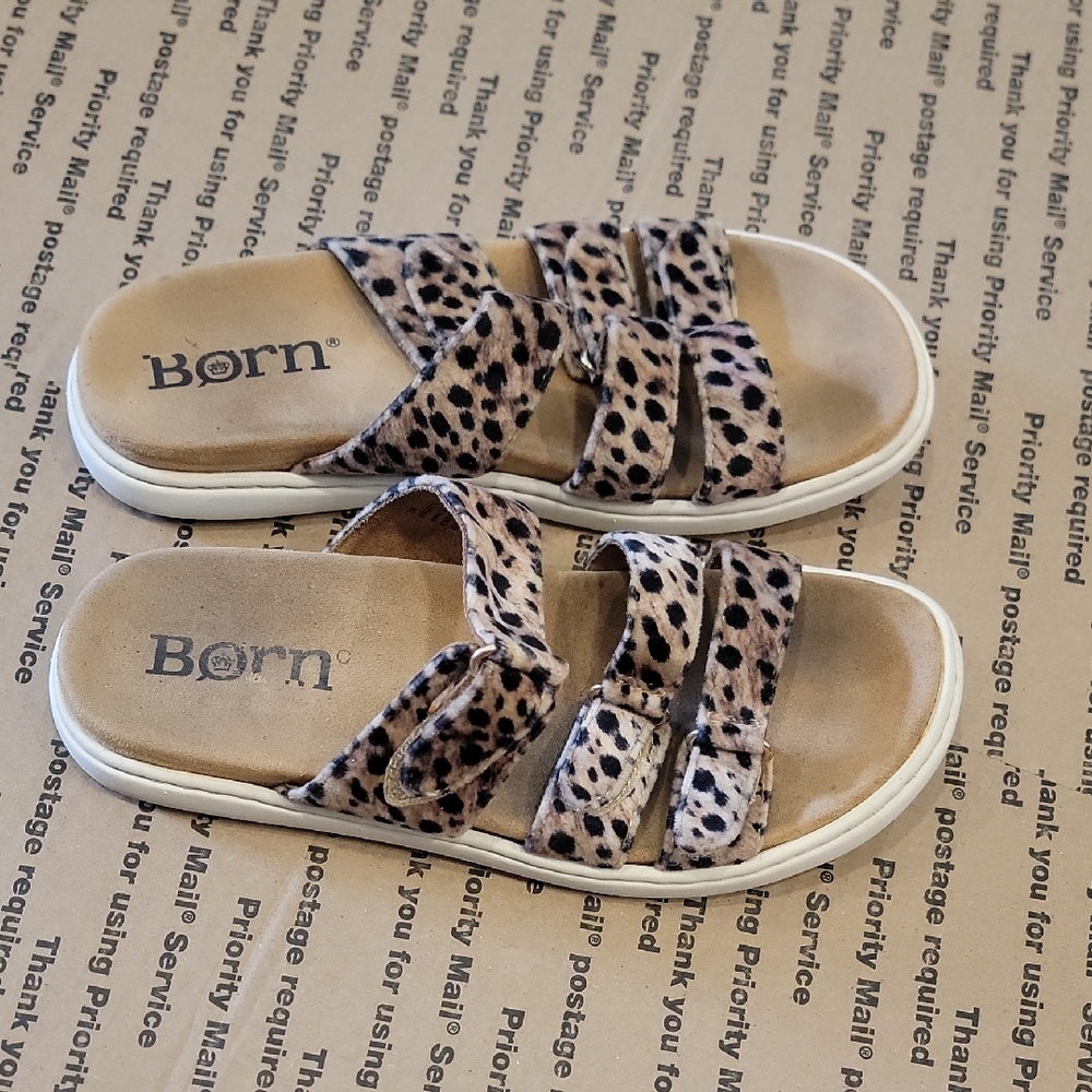 Born Animal Print Slide Sandals